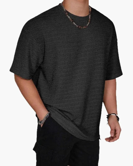 T-shirt texturé à manches courtes et col rond pour homme