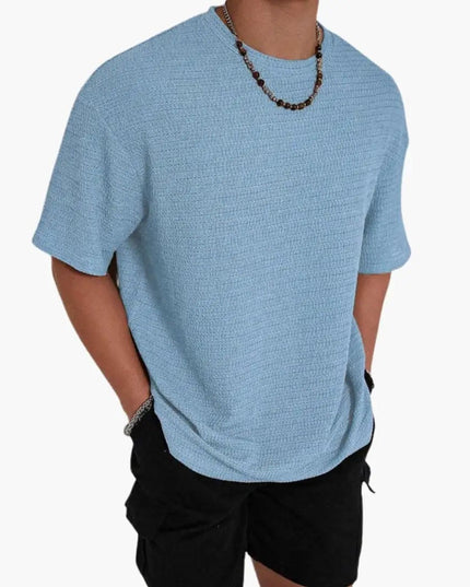 T-shirt texturé à manches courtes et col rond pour homme