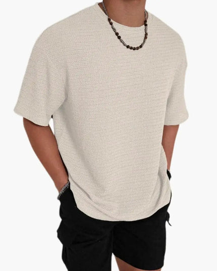 T-shirt texturé à manches courtes et col rond pour homme