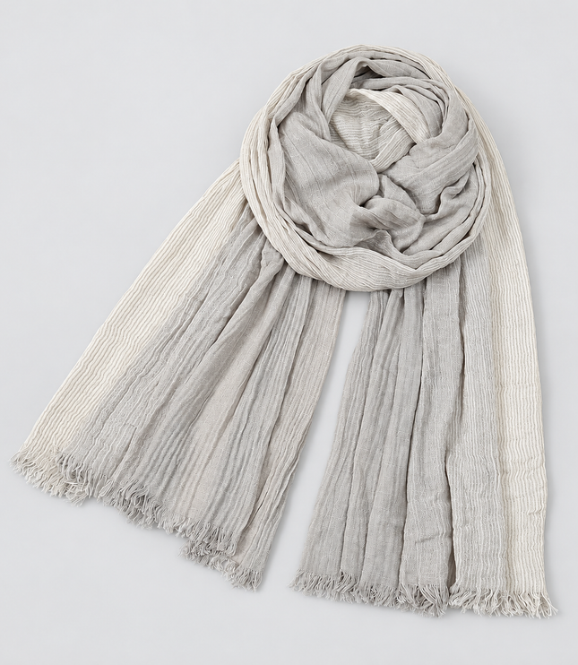 Men's Two Tone Crinkle Scarf with Frayed Ends