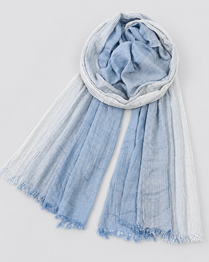 Men's Two Tone Crinkle Scarf with Frayed Ends