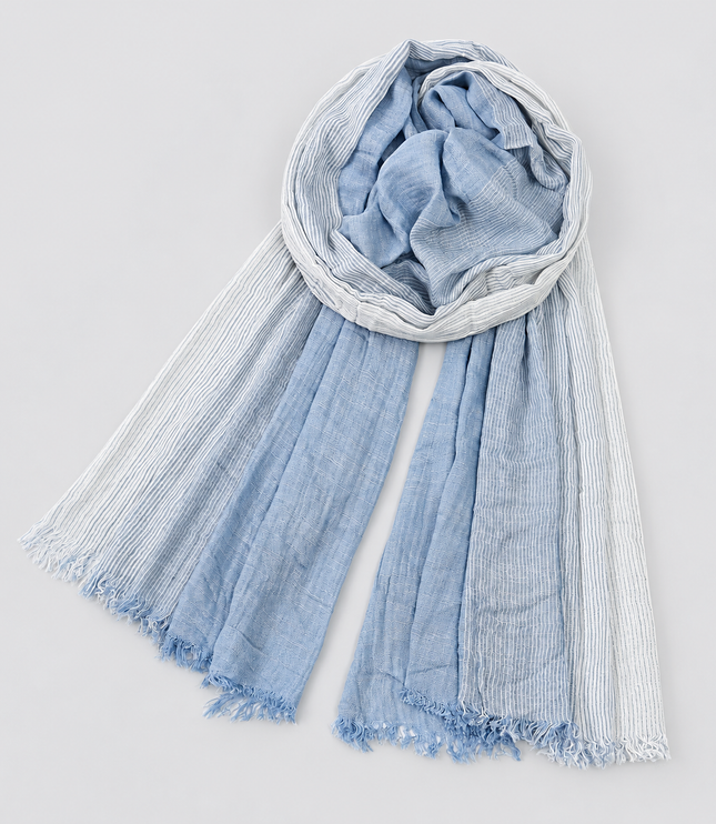 Men's Two Tone Crinkle Scarf with Frayed Ends