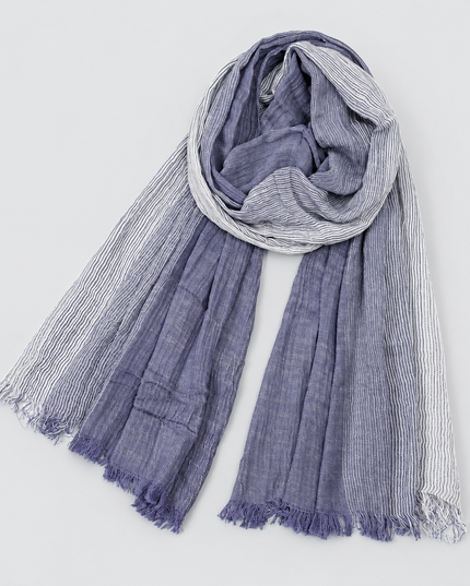 Men's Two Tone Crinkle Scarf with Frayed Ends