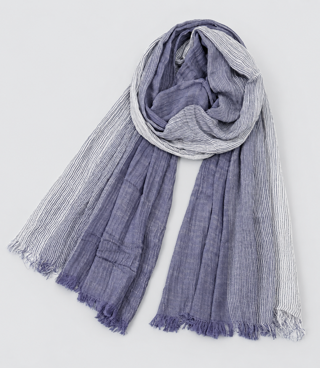 Men's Two Tone Crinkle Scarf with Frayed Ends