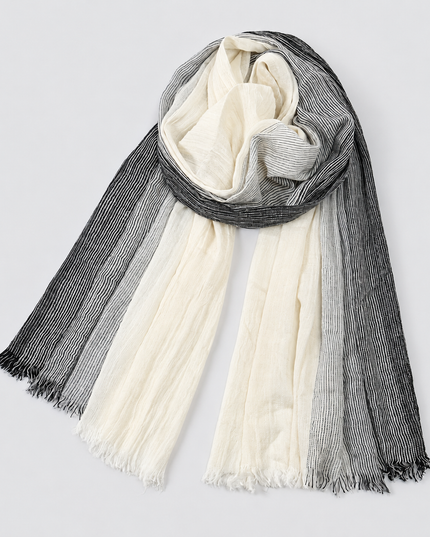 Men's Two Tone Crinkle Scarf with Frayed Ends