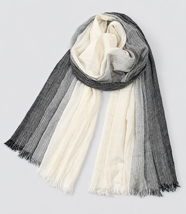 Men's Two Tone Crinkle Scarf with Frayed Ends