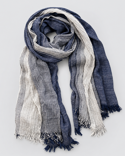 Men's Two Tone Crinkle Scarf with Frayed Ends