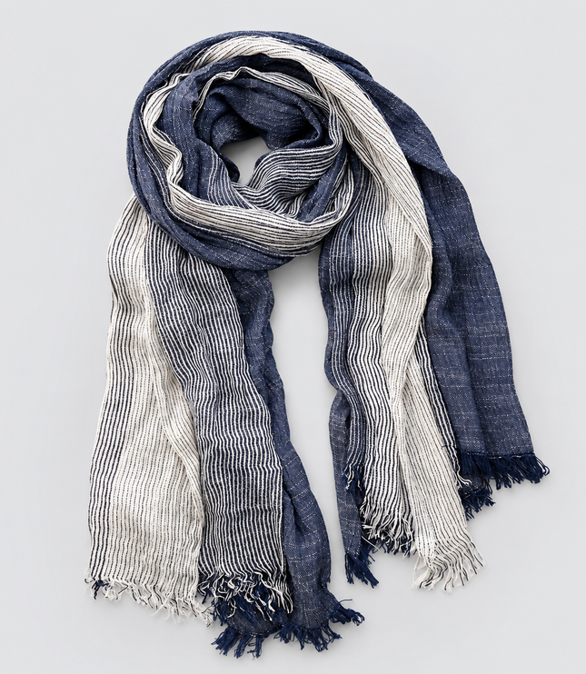 Men's Two Tone Crinkle Scarf with Frayed Ends