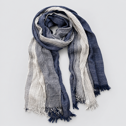 Men's Two Tone Crinkle Scarf with Frayed Ends