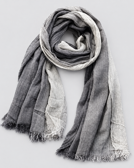 Men's Two Tone Crinkle Scarf with Frayed Ends