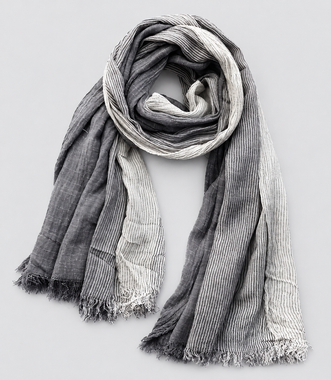 Men's Two Tone Crinkle Scarf with Frayed Ends
