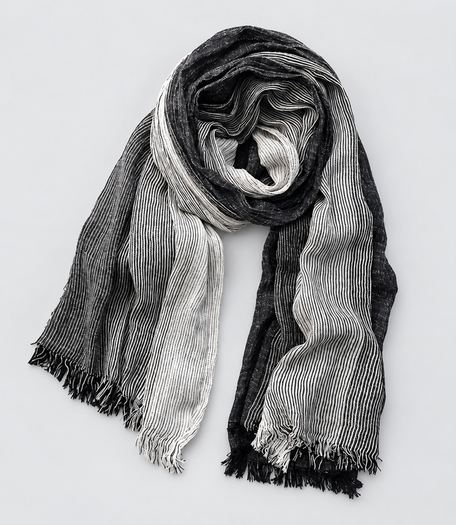 Men's Two Tone Crinkle Scarf with Frayed Ends