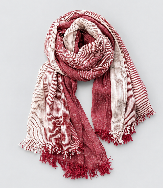 Men's Two Tone Crinkle Scarf with Frayed Ends