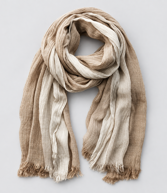 Men's Two Tone Crinkle Scarf with Frayed Ends