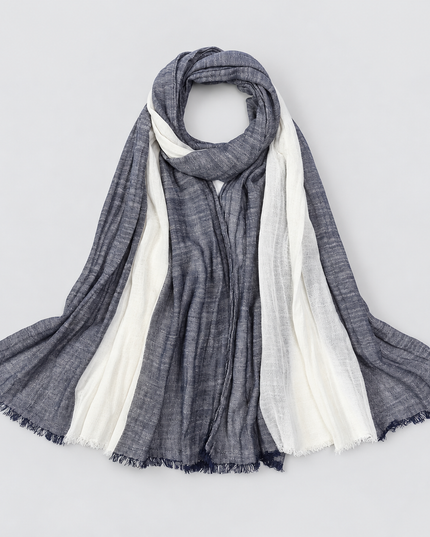 Men's Two Tone Crinkle Scarf with Frayed Ends
