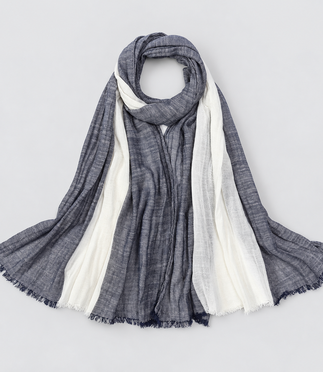 Men's Two Tone Crinkle Scarf with Frayed Ends
