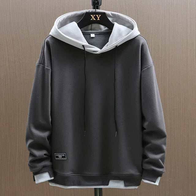 Men's Two Tone Drawcord Pullover Hoodie