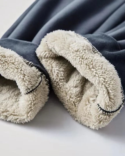 Men's Velvet Look Hooded Tracksuit with Teddy Lining
