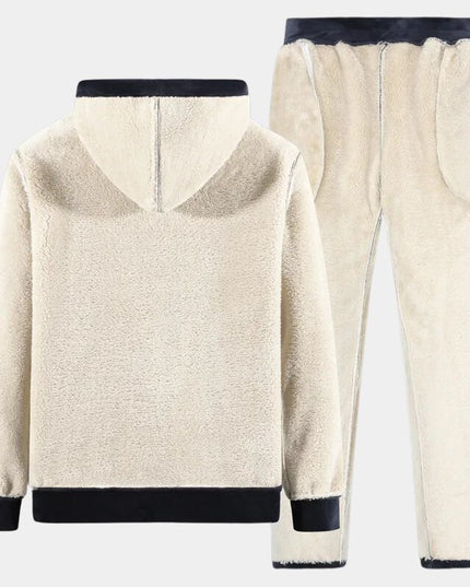 Men's Velvet Look Hooded Tracksuit with Teddy Lining