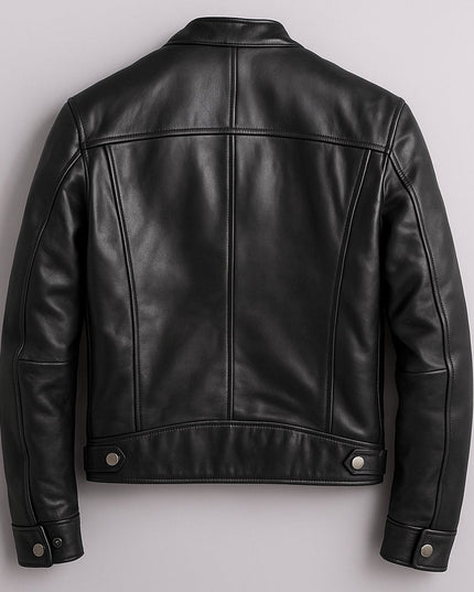 Men's Vintage Biker Leather Jacket Full-Zip Moto Style