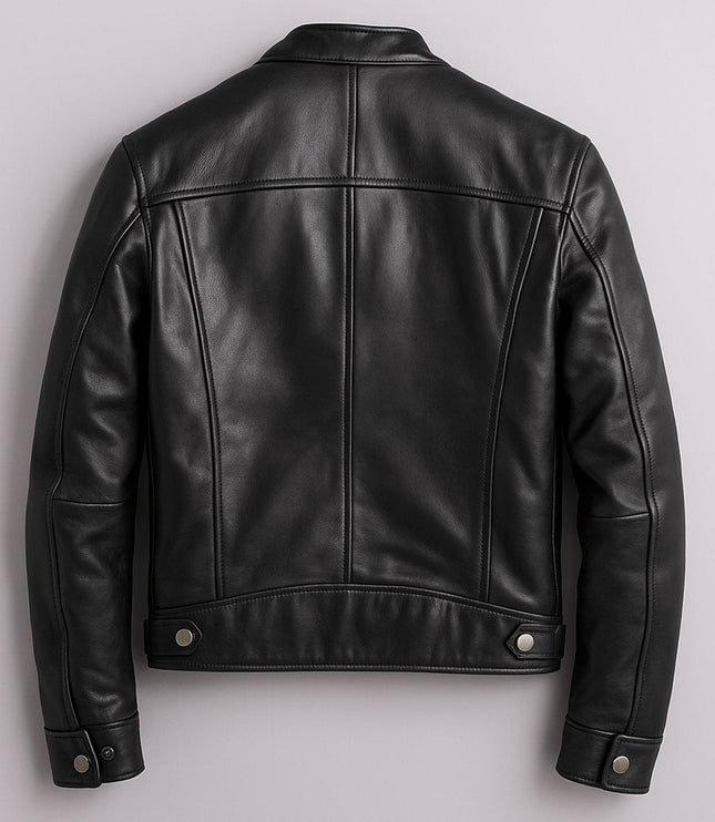 Men's Vintage Biker Leather Jacket Full-Zip Moto Style