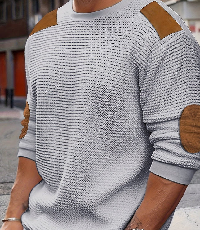 Oliver | Elbow-Patch Waffle-Knit Jumper
