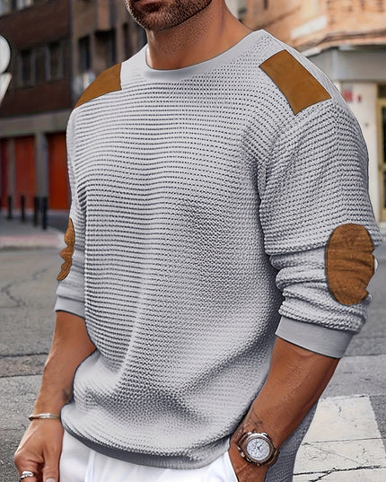 Oliver | Elbow-Patch Waffle-Knit Jumper