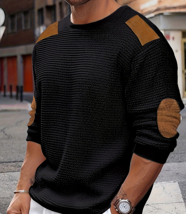 Oliver | Elbow-Patch Waffle-Knit Jumper