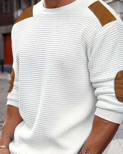 Oliver | Elbow-Patch Waffle-Knit Jumper