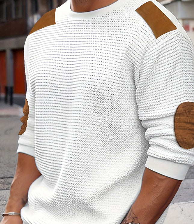 Oliver | Elbow-Patch Waffle-Knit Jumper