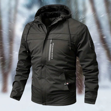 Herren Winterjacke wasserdicht gefüttert mit Kapuze - Schwarz
