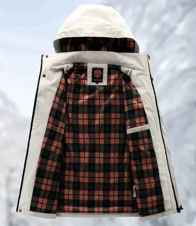 Men's Waterproof Hooded Quilted Jacket Windproof Outdoor Parka