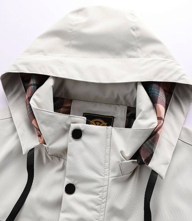 Men's Waterproof Hooded Quilted Jacket Windproof Outdoor Parka