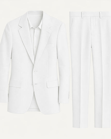 Cream white linen blend two-button blazer with matching linen pants