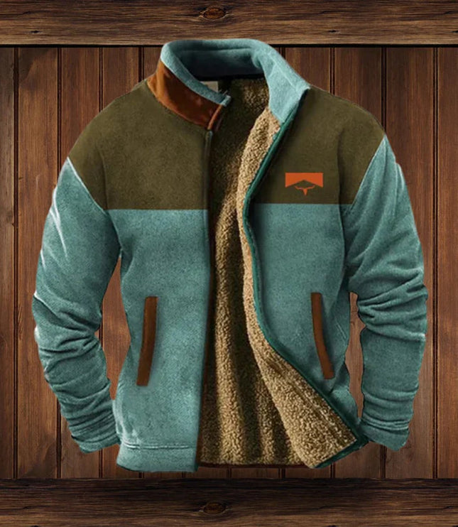 Men's Aztec Print Sherpa-Lined Full-Zip Mens Cardigan Jacket - Blue