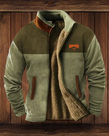 Men's Aztec Print Sherpa-Lined Full-Zip Mens Cardigan Jacket - Green
