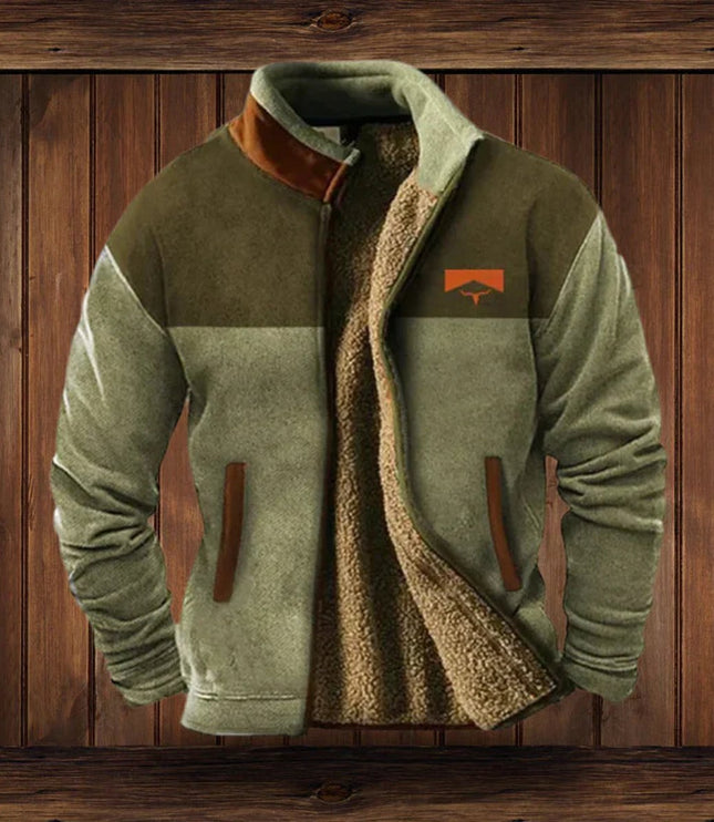 Men's Aztec Print Sherpa-Lined Full-Zip Mens Cardigan Jacket - Green