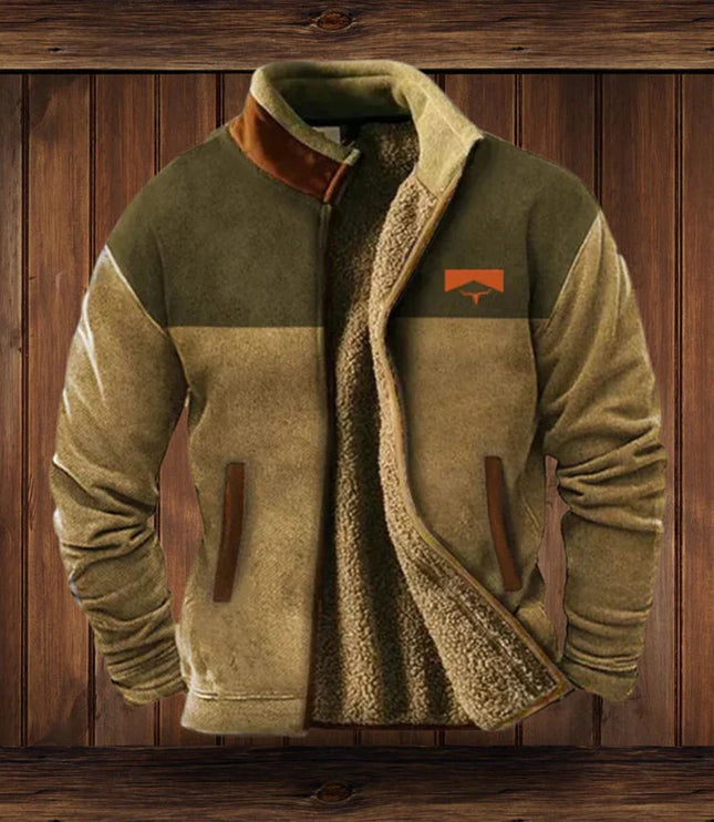Men's Aztec Print Sherpa-Lined Full-Zip Mens Cardigan Jacket - Brown