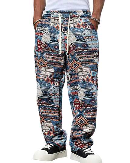 Men's Wide-Leg Pants with Geometric Pattern