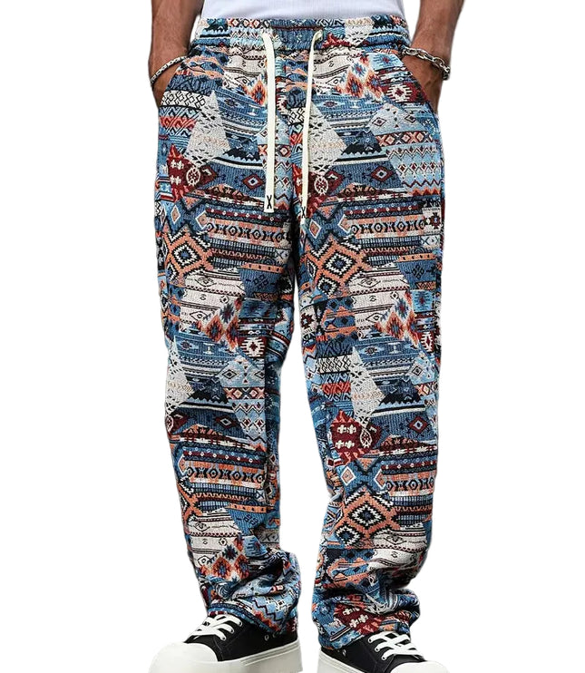 Men's Wide-Leg Pants with Geometric Pattern