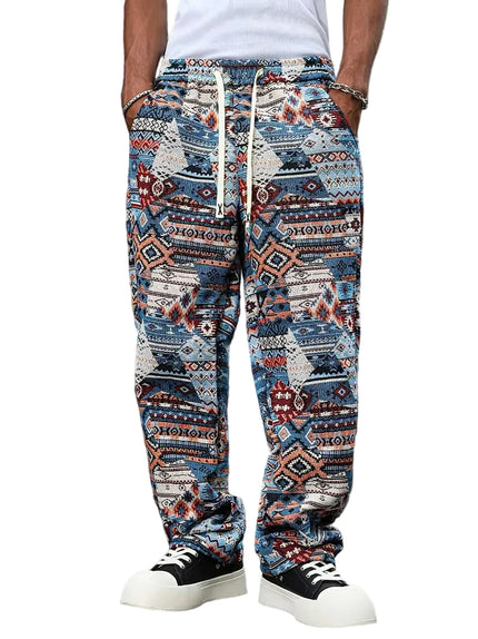 Pantalones de pierna ancha para hombre con patrón geométrico