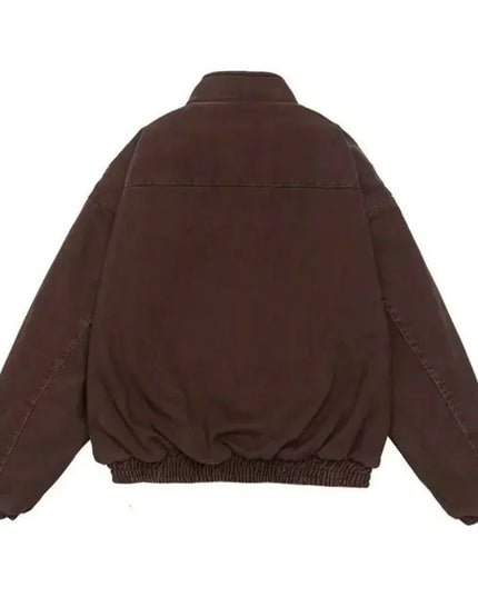 Men's Winter Bomber Jacket with Plush Lining and Stand Collar
