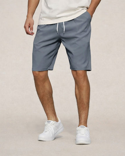 Gray casual straight fit knee length pull on shorts with drawstring