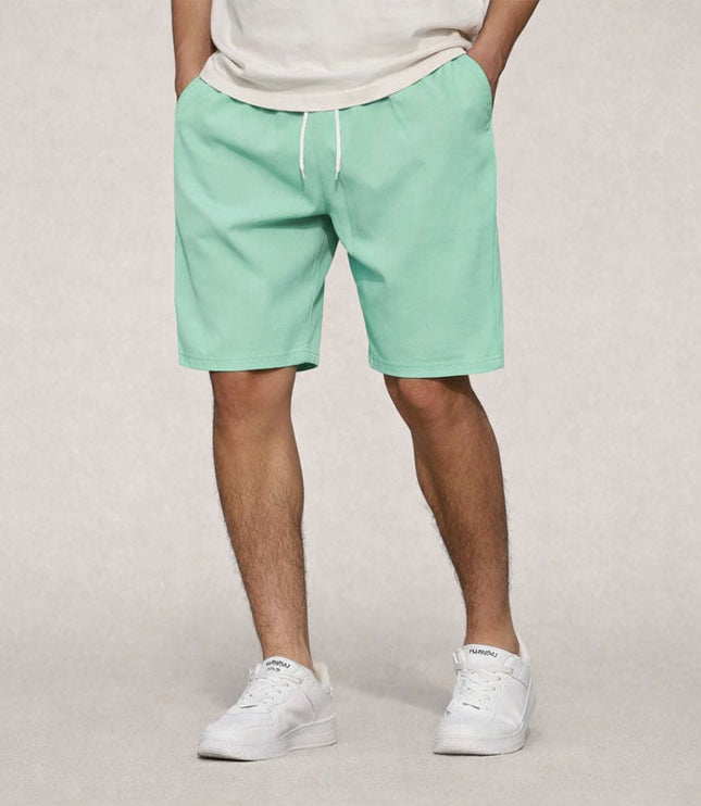 Mint green casual straight fit knee length pull on shorts with drawstring
