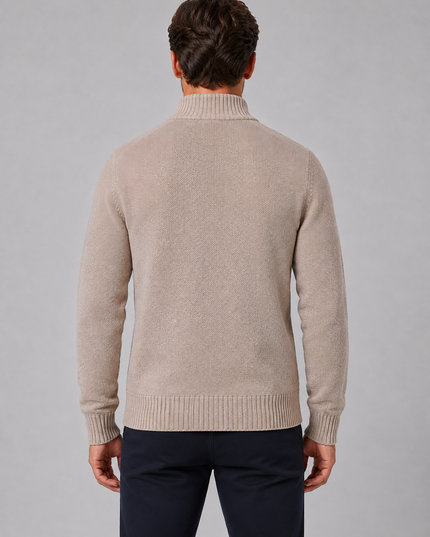 Men's Zip Up Cardigan with Funnel Neck and Pockets