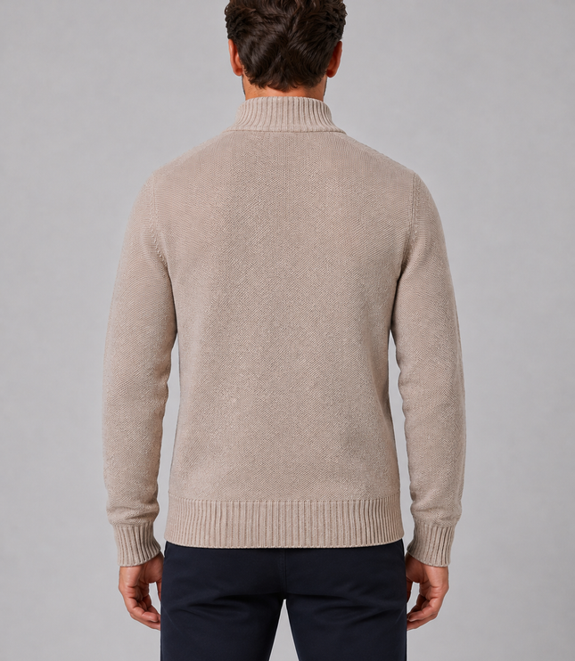 Men's Zip Up Cardigan with Funnel Neck and Pockets
