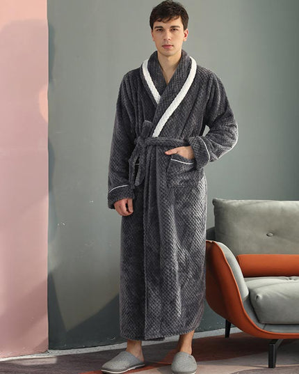 Women's and Men's Plush Dressing Gown with Shawl Collar