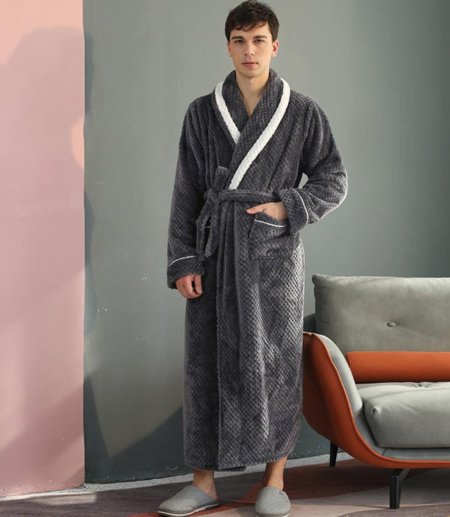 Women's and Men's Plush Dressing Gown with Shawl Collar