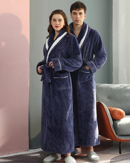 Women's and Men's Plush Dressing Gown with Shawl Collar