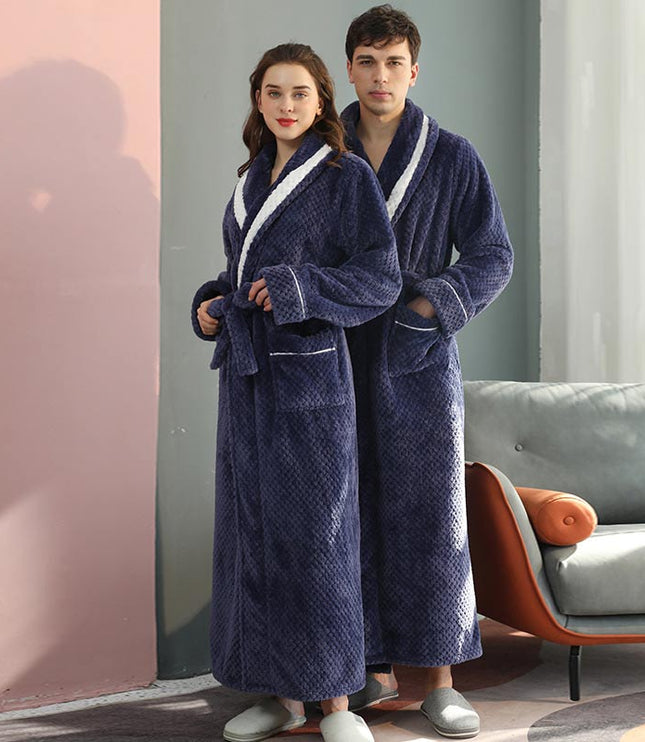 Women's and Men's Plush Dressing Gown with Shawl Collar